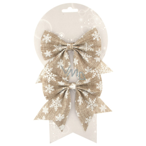 Jute bow with flakes 14 cm, 2 pieces
