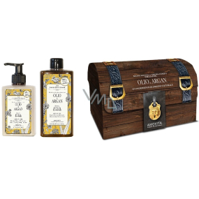 Amovita Olio di Argan Argan oil body lotion 300 ml + shower gel 300 ml + pendant for happiness, cosmetic set