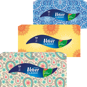 Velvet Classic 2-ply paper tissues, 150 pcs
