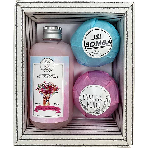 Bohemia Gifts Boho Shower Gel 250 ml + Fizzing Bath Bomb 2 x 100 g, Cosmetic Set for Women