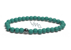 Hematite rubberized bracelet elastic natural stone, ball 6 mm / 16 - 17 cm, healthy blood stone