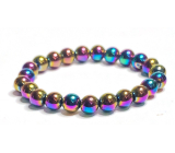 Hematite coloured bracelet elastic natural stone, ball 8 mm / 16-17 cm, healthy blood stone