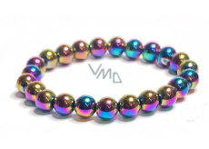 Hematite coloured bracelet elastic natural stone, ball 8 mm / 16-17 cm, healthy blood stone