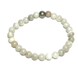 Agate grey bracelet elastic natural stone, ball 6 mm / 16 - 17 cm