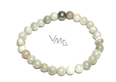 Agate grey bracelet elastic natural stone, ball 6 mm / 16 - 17 cm