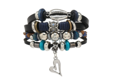 Leather multi-layer bracelet, kauri shell symbol + heart, adjustable size