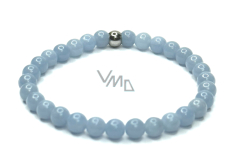 Angelite blue bracelet elastic natural stone, ball 6 mm / 16 - 17 cm, stone of peace