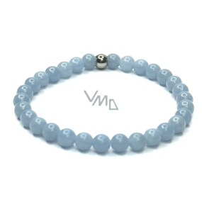 Angelite blue bracelet elastic natural stone, ball 6 mm / 16 - 17 cm, stone of peace