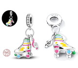 Charm Sterling silver 925 Luminous - Roller skates with violin key, pendant on bracelet sport