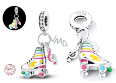 Charm Sterling silver 925 Luminous - Roller skates with violin key, pendant on bracelet sport