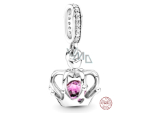 Charm Sterling silver 925 Decorated crown, pendant on bracelet symbol