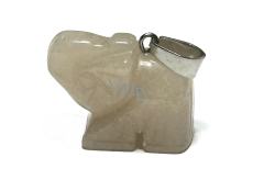 Light Agate Elephant Pendant natural stone, hand-polished figurine 1.8 x 2.5 x 8 mm, stone of stability