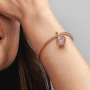Charm Sterlingové stříbro 925 Mini medailon Planeta Saturn růžová, přívěsek na náramek vesmír