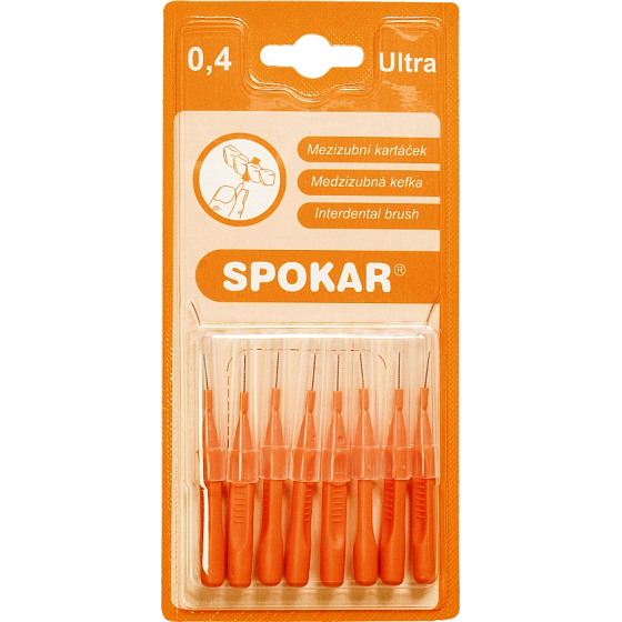 Spokar Ultra size 0.4 mm interdental brushes, handle, set of 8 pieces,