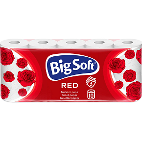 Big Soft Red 3-ply toilet paper, 10 rolls, 17.6 m roll