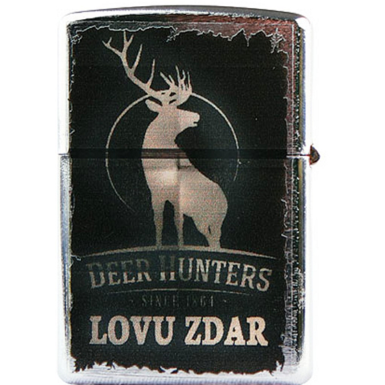 Bohemia Gifts Retro metal gasoline lighter with print Lovu zdar black 5.5 x 3.5 x 1.2 cm