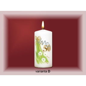 Lima Jubilee 50 years candle white decorated 70 x 150 mm 1 piece