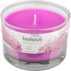 Bolsius Aromatic Lilac Blossom scented candle in glass 90 x 65 mm 247 g burning time approx. 30 hours