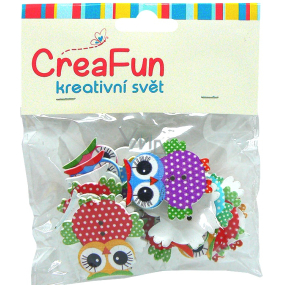 CreaFun Wooden buttons Owl mix of colors 3.2 cm 15 pieces