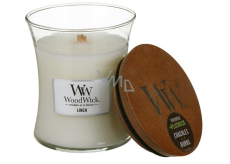 WoodWick Linen - Pure linen scented candle with wooden wick and glass lid small 85 g