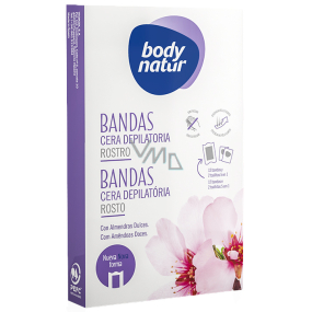 Body Natur Sweet Almond Epilation Wax Facial Tapes for Sensitive Skin 12 pieces + Epilation Napkins 2 pieces