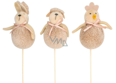 Brown plush animal pick 9 cm + skewer 1 piece