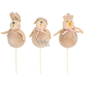Brown plush animal pick 9 cm + skewer 1 piece