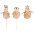 Brown plush animal pick 9 cm + skewer 1 piece