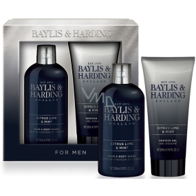 Baylis & Harding Men Lime and Mint 2 in 1 shampoo and shower gel 300 ml + shower gel 200 ml, cosmetic set for men