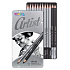 Colorino Artist drawing set of graphite pencils and charcoals, round, 10 pencils and soft and hard charcoal, metal box