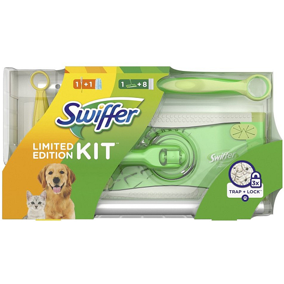 Swiffer 2-in-1 Kit mop + replacement floor duster 8 pieces + small handle + duster 1 piece, set