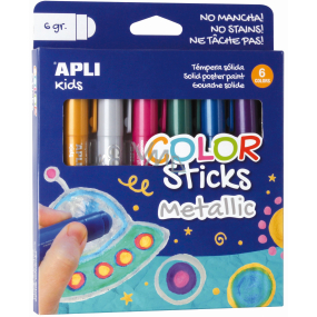 Apli Color Sticks dry metallic tempera colours 6 x 6 g, set