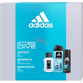 Adidas Ice Dive eau de toilette 50 ml + deodorant spray 150 ml + shower gel 250 ml, gift set for men