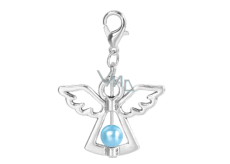 Guardian angel pendant with light blue seed bead 29 x 37 mm 1 piece