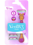 Gillette Venus Simply 3 razor with moisturizing strip + 4 replacement heads for women