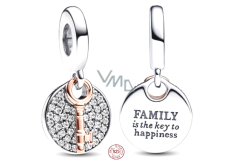 Charm Sterling silver 925 Moving to Mom's Heart 2in1, family bracelet pendant