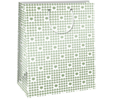 Ditipo Gift paper bag 32,4 x 10,2 x 45,5 cm white, four-leaf clovers QXA
