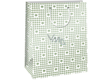 Ditipo Gift paper bag 32,4 x 10,2 x 45,5 cm white, four-leaf clovers QXA