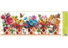Room Decor Okenní fólie bez lepidla pruh truhlíkové květiny větináče 60 x 22,5 cm