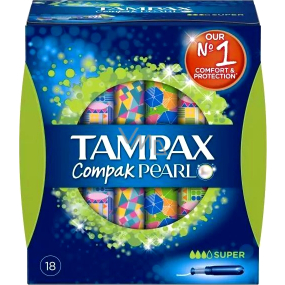 Tampax Compak Pearl Super women's tampons with 18-piece applicator