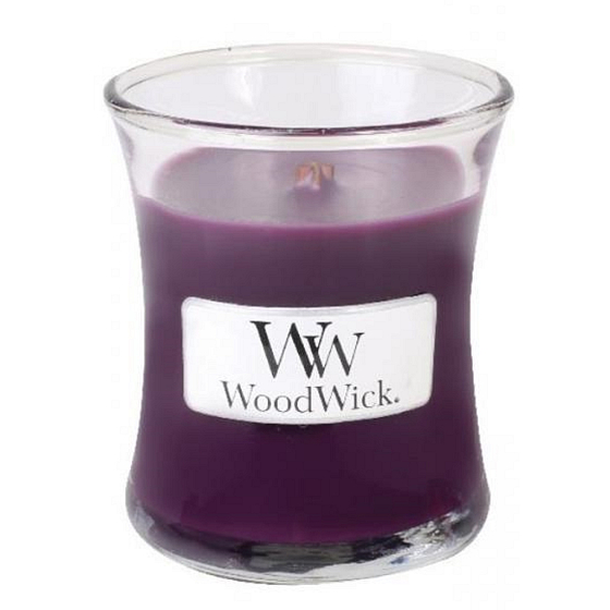 WoodWick Spiced Blackberry - Spicy blackberry scented candle with wooden wick and lid glass small 85 g