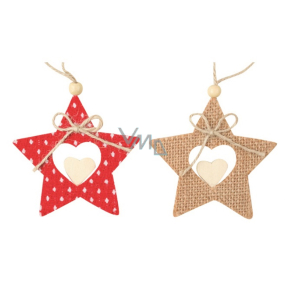 Jute star red for hanging 9 cm 2 pieces in a bag