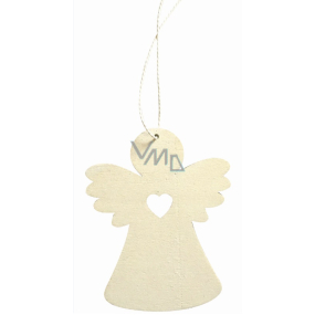 Wooden hanging angel white 8 cm