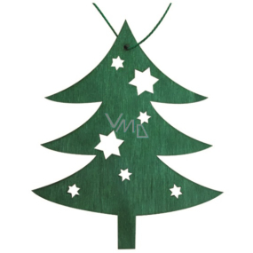 Wooden hanging tree green 10 cm