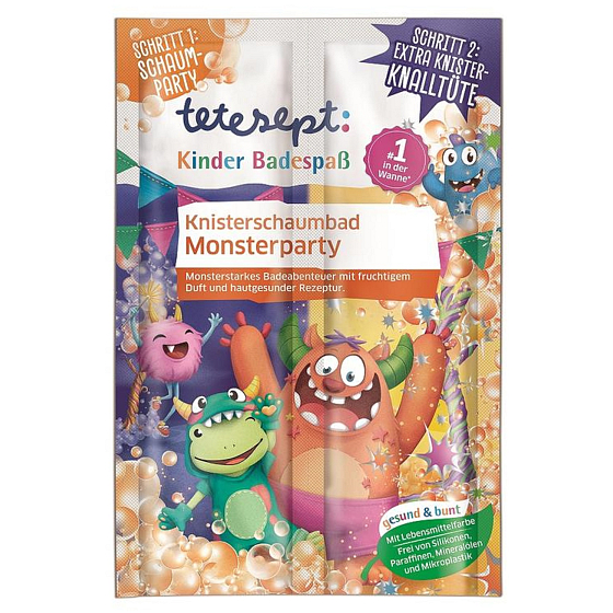 Tetesept Monsters bath salt, healthy and colorful crackling 45 g
