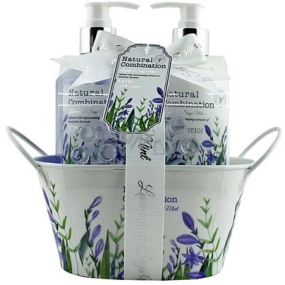 Salsa Collection Lavender, sage and mint shower gel 250 ml + bath foam 250 ml + toilet soap 100 g, cosmetic set in a metal pot