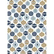 Ditipo Gift wrapping paper 70 x 200 cm White blue and gold ornaments