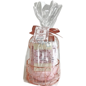 Salsa Collection Champagne Mood body lotion 50 ml + shower gel 100 ml + soap 30 g, cosmetic set in a wire jar