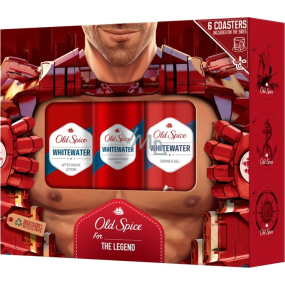 Old Spice White Water shower gel 250 ml + aftershave 100 ml + deodorant spray 150 ml, cosmetic set for men