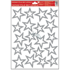 Window film without glue with glitter silver stars 33,5 x 26 cm